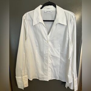Calvin Klein women white dress shirt.